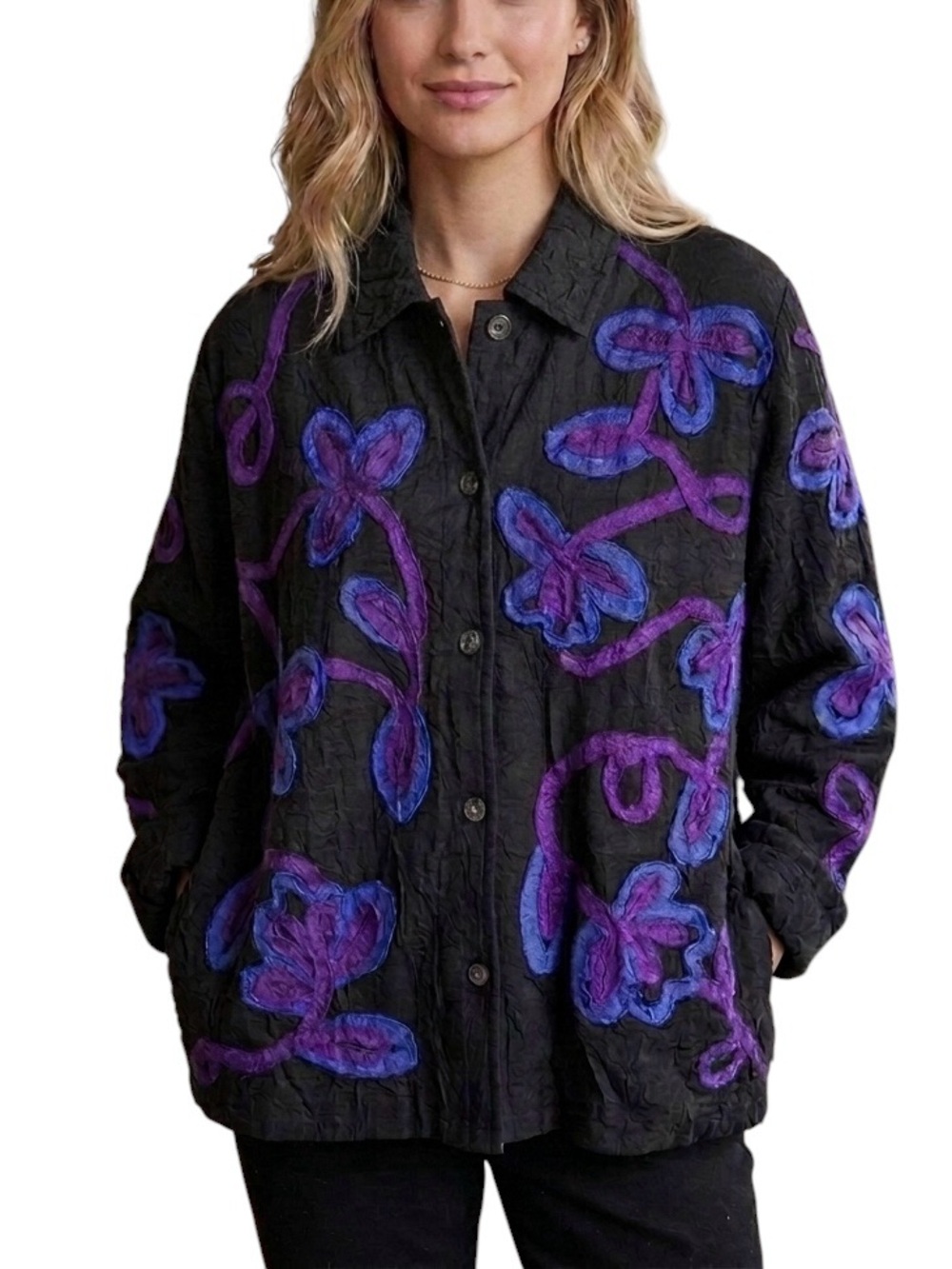 Whimsi Goth Doll Core Y2K Chore Jacket Long Sleeve Button Up Cardigan Women’s M